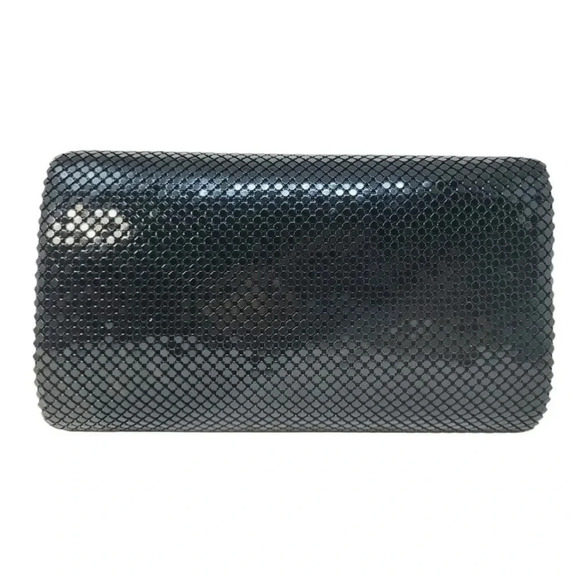 Black Metal Mesh Clutch Bag with Chain - Picture 3 of 8
